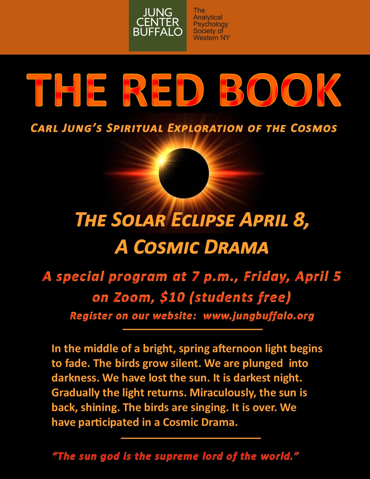 Carl Jung’s Spiritual  Exploration of the Cosmos: The Solar Eclipse April 8, A Cosmic Drama Image
